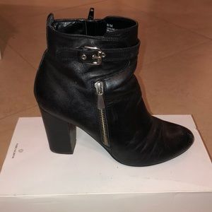 Black leather booties